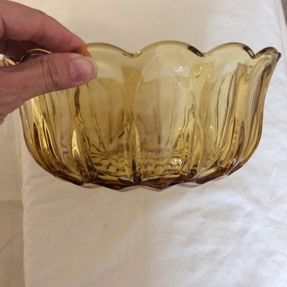 Amber scalloped rim Depression glass bowl set 3 pc - Picture 9 of 12